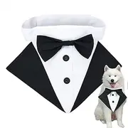 Bow Tie Attach for Dog Tuxedo - Tuxedo Wedding Wind Collar for Dogs - Saliva Towel Bandana Collar, Dog Tuxedo Harness for Formal Doggy Suits