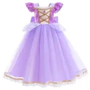 Kid's Purple Rapunzel Tangled Dress with Gold Piping Sequins and Jewel