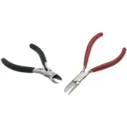 Diagonal Round Edge Cutters, Nylon Jaw Flat & Round Nose Pliers Kit 2 Pcs