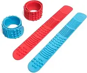 Sensory Slap Fidget Bracelet Bands - 2-Pack - Quiet Tactile Stimulation for ADHD, Autism, Special Needs Kids - Helps Girls & Boys with Stimming Fidgeting and Focus - by Solace (Red & Blue)