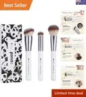 Soft White Makeup Brushes Set: Blend & Contour with Foundation, Concealer, Blush