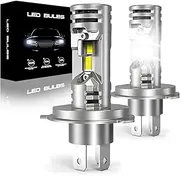SPOLI H4 Headlight Bulb LED, 80W 30000LM 300% Brightness with Fans, 6500K IP68 Waterproof and Advanced Cooling System, Plug and Play, Pack of 2