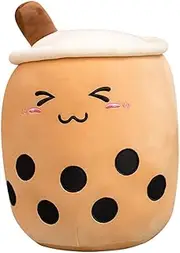 9.5Inch Boba Plush Cut Plushies Bubble Tea Cute Squishy Pillow Soft Brown Milk Tea Stuffed Animal(Small)