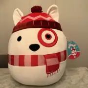 2024 Squishmallow Bullseye Target Dog Mascot Winter Berry 12” Christmas