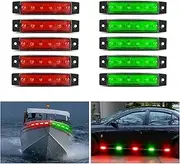 Nilight 10PCS 3.8â€ 6LED Red Green LED Indicator Light Truck Camper Side Marker Light Marine Boat Navigation Light Yacht Kayak Sailboat Trailer Bus RV Clearance Light 12V DC