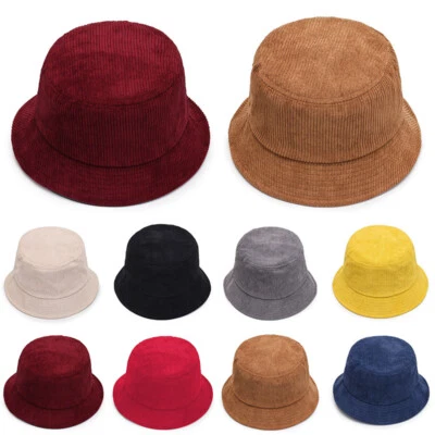Unisex Classic Corduroy Bucket Hat Fishing Bucket Hats Panama Cap Outdoor Sol