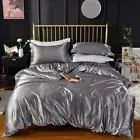 High End Queen Duvet Cover Set Silky KingSize BeddingSet Polyester Satin Double