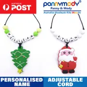 Personalised Santa Claus Children Jewellery Christmas Tree Sensory Chew Necklace