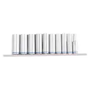 Kincrome Deep Socket Rail 10 Piece 1/2" Drive (Mirror Polish) - Metric