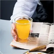 Beer Mug Double Rectangular Glass Cup Large Milk Cup Heat Insulation Anti-Scalding Heat-Resistant Tea Cup Cold Drink Beer Crystal Mug Beer Mugs (Size : 250ml)