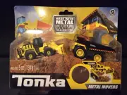 TONKA METAL MOVERS, 2/PK, MIGHTY DUMP&FRONT END LOADER, INCLUDES DIRT, NEW,