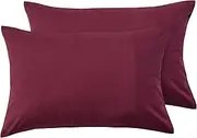 LINENOVA Luxury Cotton Blend Pillowcases (Set of 2) - Standard Size, Envelope Closure Soft and Breathable Pillowcases Set- 48x74cm-Burgundy