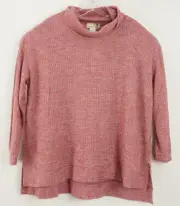 New Everleigh Women's Size M Oversized Mauve Chambray Knit Cowl Neck Tunic Top