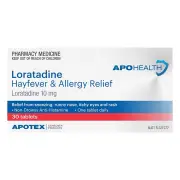 ApoHealth Loratadine Hayfever & Allergy Relief Tab X 30 (Generic for CLARATYNE)