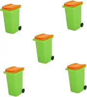 TEHAUX 5pcs Desk Bin Boys and Girls Pencil Holder Mini Trash Can Lid Plastic Desktop Storage Organiser Office Supply School Supplies