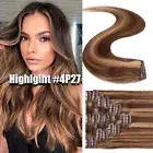 CLEARANCE 100% Human Hair Clip In Remy Real Human Hair Extensions Weft Full Head