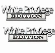 Pair White Privilege Edition Emblems 3D Raised And Strong Adhesive