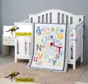 New Baby Boys Girls 3 Pieces Alphabet Theme Cotton Nursery Bedding Crib Cot Sets
