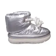 UGG CLASSIC MAXI SHORT METALLIC SILVER SHEARLING WOMEN'S BOOTS SIZE US 6 NEW