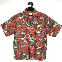在飛比找Yahoo!奇摩拍賣優惠-200301舊愛古著~男裝紅黑綠圖樣襯衫vintage