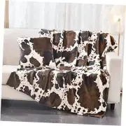 Printed Blanket (50x71 Inches) with 50*71 Inches Plus Pillow Cover Brown Cow