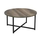 Jamestown Round Coffee Table Ashwood Rustic Wood Grain and Black Metal 31.5 x...