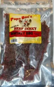Whiskey BBQ Papa Dan's Premium Beef Jerky 1/2 Pound Bag 8oz Jerky Hut ~Bourbon~