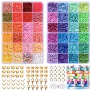4800pcs Clay Beads for Bracelet Making Kit, 48 Colors Flat Round Clay Beads