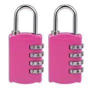 4 Digit Combination Padlock, 4mm Steel Shackle Code Padlocks Rose Red, 2Pcs