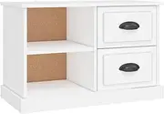 'vidaXL Modern TV Cabinet - Engineered Wood, White - Versatile Installation with 2 Drawers and Open Compartment Storage - 73x35.5x47.5 cm Dimensions