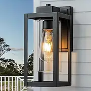 FTL Outdoor Wall Lights, Porch Lights Outdoor Glass Wall Light E27, Matte Black Exterior Wall Lighting, IP44 Waterproof Garden Sconces Fixture, Modern Outside Wall Lamps for Patio, House, Garage