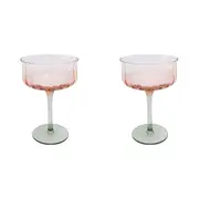 2x 2pc Urban Tulip Cocktail Glass Pink Green 15cm Sml Kitchen Decor Drinkware