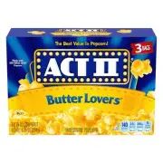 ACT II Butter Lovers Microwave Popcorn, 3-Count 8.2 Ounce (Pack of 1)