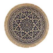 A08 Linen Table Mat Lace Placemat Set Natural Jute Woven Tableware Mat Round 38cm