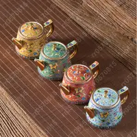 在飛比找蝦皮購物優惠-rr0570815單壺家用過濾泡茶壺國潮風琺瑯彩陶瓷茶壺新中