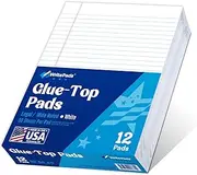 WritePads legal pads 8.5 x 11 Note Pads, Glue top Writing Pads, White Paper Wide Ruled Lined Paper Pads, BL-MWT50W-12-G, Made In The USA.