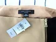 ANN TAYLOR petite camel/black straight knee length lined zip-up skirt sz00P