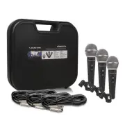 3-piece Professional Handheld Dynamic Microphone Kit with Carry Case, Mic Cli...