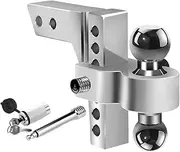 Compatible With Adjustable Trailer Hitch 2" Receiver 6" Drop/Rise Drop Hitch 12500 LBS GTW Ball Mount 2" 2-5/16" Dual Towing Ball Double Locks(6 inches)