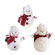 Snowman Plush Collectible Figurine Dolls with Scarf Hat Christmas Toy for Kids