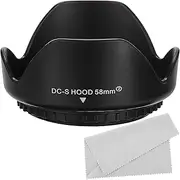 uxcell 58mm Camera Lens Hood, Reversible Flower Lens Hood Protector with Cleaning Cloth for Anti-Reflection Blocks Excess Sunlight to Reduce Lens Flare and Glare, Enhance Photography