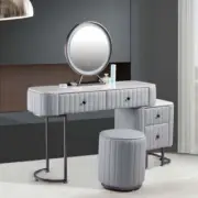 Mimow Leather Bedroom Vanity with Ceramic Tabletop/Dressing Table Set with Sm...