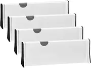 Drawer Dividers Organizer 4 Pack, Adjustable Separators 4" High Expandable from 11-17" for Bedroom, Bathroom, Closet,Clothing, Office, Kitchen Storage, Strong Secure Hold, Foam Ends（White）