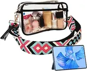 Clear Purse - Stadium Approved Clear Bags for Women | Adjustable Messenger Bag with Colorful Shoulder Strap for Sport