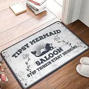 [COTECI] Welcome Mats For Front Door Funny Tipsy Mermaid Saloon Rug Door Mat Funny Outdoor Door Mat Funny Outdoor (Size : 40X60CM)