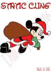 Mickey Santa with bag of gifts Static Cling Decoration for Windows, Mirrors.