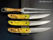 KWAIKEN BBQ PREMIUM Set 3 pieces Steak Knives & Fork, Steel D2. #6.073