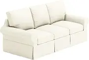 The Thick Cotton Sofa Cover Only Fits Pottery Barn PB 3 Three Basic Sofa Durable Slipcover Replacement (Grand Size Beige)