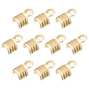200Pcs Fold Over Cord Ends, 3x6mm Terminators Crimp End Tips Champagne