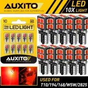 AUXITO 10x Red T10 LED Map Parking License Door Lights Bulb 194 168 2825 14E EOA (for: Volkswagen)